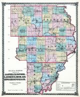 Jasper, Crawford, Lawrence, Richland, Edwards and Wabash Counties Map, Illinois State Atlas 1875
